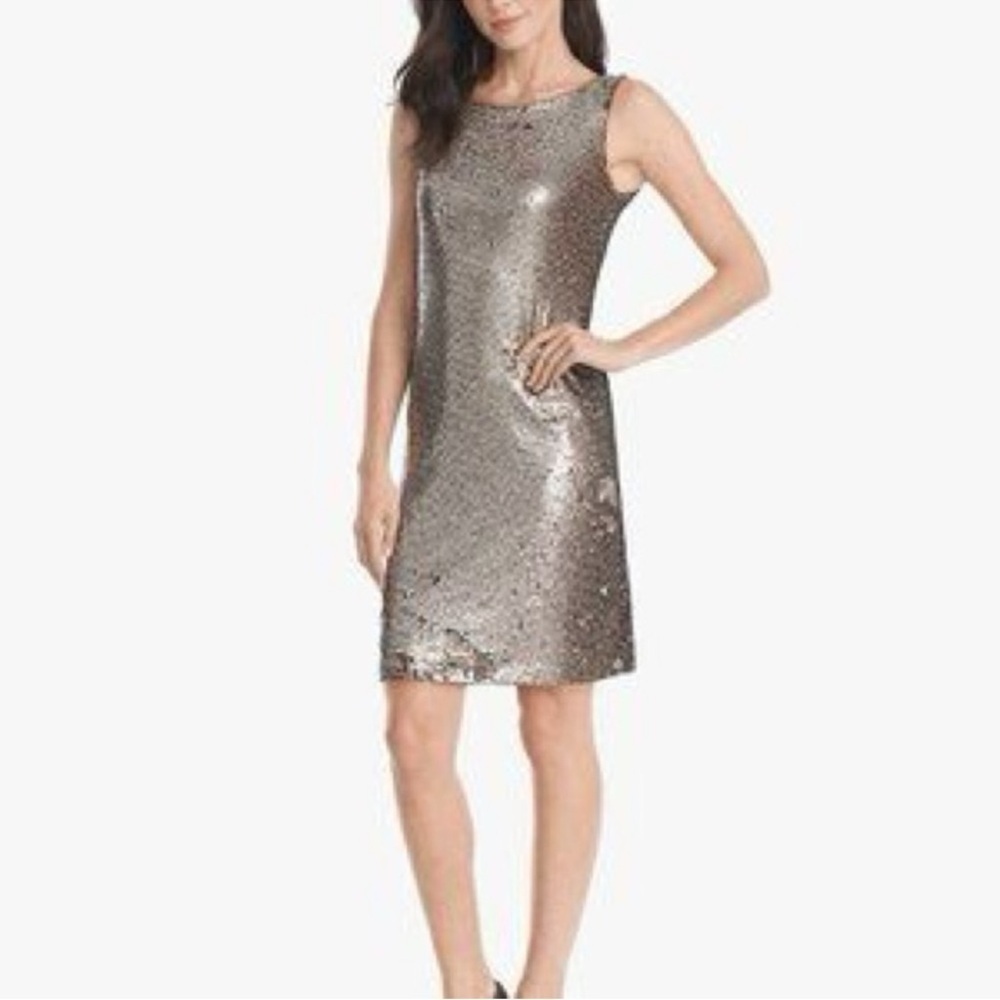 White House Black Market Metallic Sleeveless shift Dress NWT